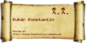 Kuhár Konstantin névjegykártya